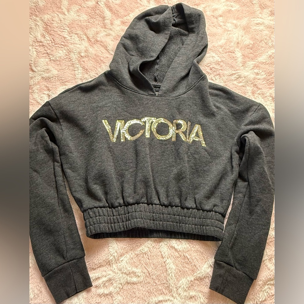 Victoria Sport Gray Cropped Hoodie